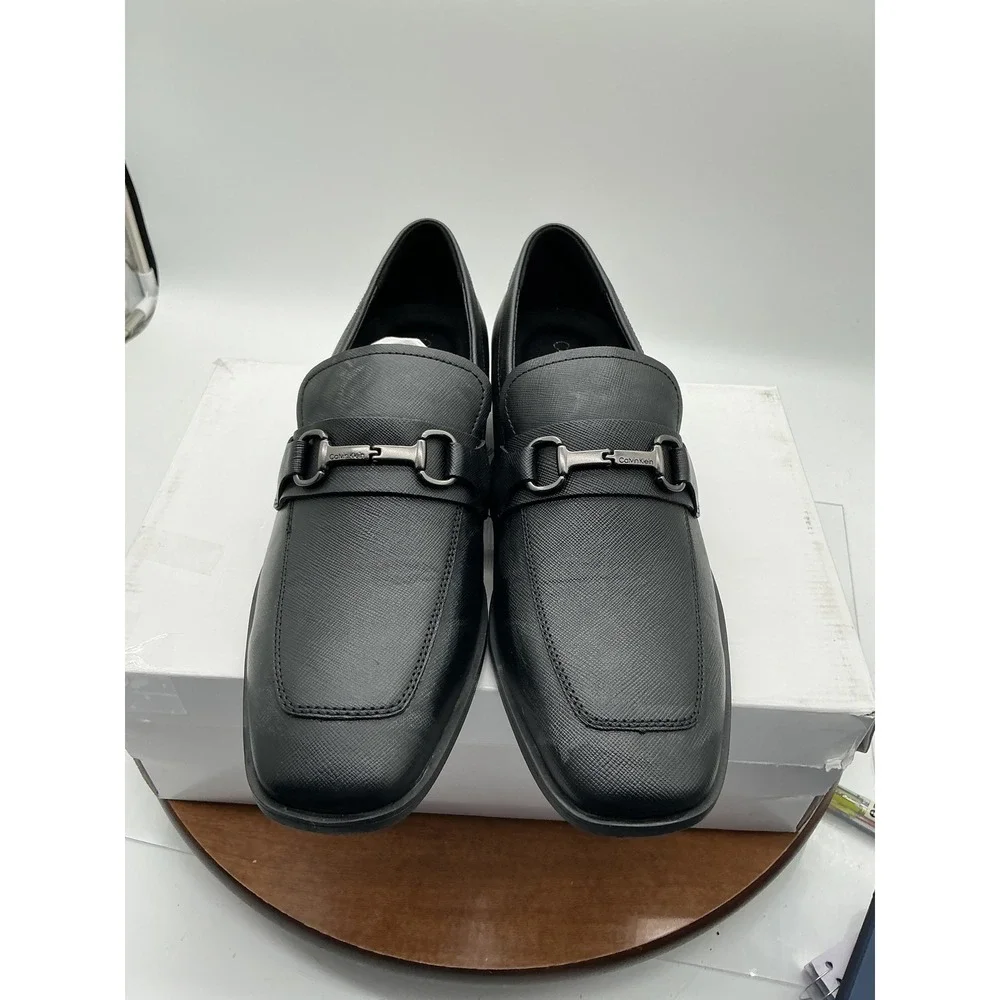 Calvin Klein Malcome2 Mens‎ Black Bit Loafers Square Toe Dress Shoes Size 10M